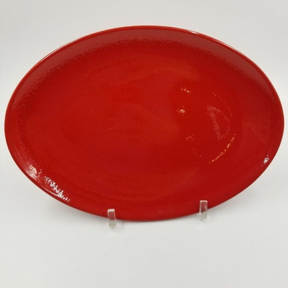 Waechtersbach Germany Stoneware Red Serving Platter Oval 10.75” x 7”